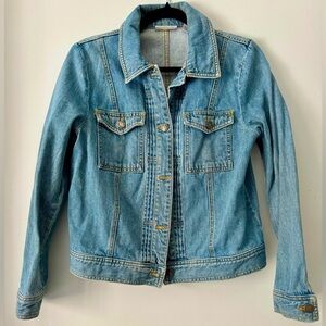 VTG VALERIE STEVENS Jean Jacket Women's PM Cotton Denim Pocket Pleated Blue
